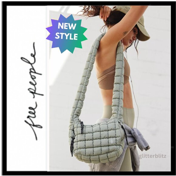 Free People Handbags - Free People Mini Carryall Sling Bag Quilted Carryall - Stone Sage